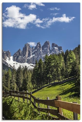 ARTLAND Wanddeko Leinwand Bilder Wandbild 60x90 cm Landschaftsbilder Südtirol Berge Alpen Wald Dolomiten Natur U2JE
