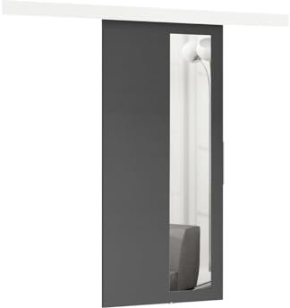 Mirjan24 Système de porte coulissante Multi III avec fermeture automatique, kit complet pour portes coulissantes, cloisons intérieures (graphite/miroir, modèle 90)