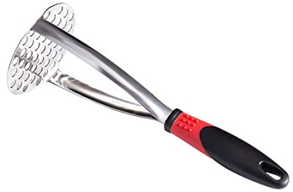 1Pcs Nylon Potato Masher,Heavy Duty Stainless Steel Potato Masher,Baby Food Potato Crusher with Soft-Grip and Non-Slip Silicone Handle,Food Press for Fruit and Vegetable. (Black)