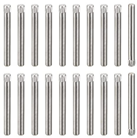 sourcing map 3x30mm 304 Stainless Steel Dowel Pins, 20Pcs Knurled Head Flat Chamfered End Dowel Pin, Wood Bunk Bed Shelf Pegs Support Shelves Fasten Elements