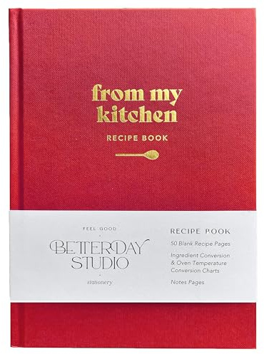 Betterday Studio Aus meiner Küche - leeres Rezeptbuch für eigene Rezepte, Rezeptjournal, personalisiertes Notizbuch zum Schreiben eigener Koch- oder Backbücher, DIY-Rezeptbuch, Rezeptheft (Rubinrot)