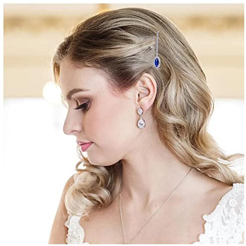 Inilbran Vintage Saphir Kristall Haarspange Barrettes Blau Kristall Hochzeit Haarspange Vintage Strass Haarnadel Barrette Bling Cz Haarnadeln Haarspange Bobby Pins Braut Haarschmuck(style A)