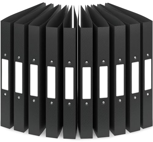 ACROPAQ - 10 x Ringbuch A4 - Mit 2 Ringen, Rückenbreite 3,5 cm, Nacht, Natur Farbkollektion - Ringhefter, Ringordner, Ordner A4 Schmal, Ringmappe A4, Schulordner