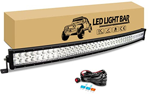 RIGIDON Led lichtleiste kfz mit 12v kabelbaum kit, 105cm 240W gebogen Led Arbeitsscheinwerfer Bar Offroad beleuchtung für 4x4 Auto Traktor LKW PKW Truck SUV ATV UTV Fahrzeuge, 6000K weiß lightbar