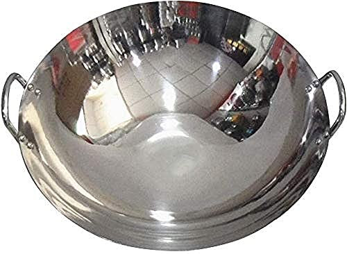 NOALED Edelstahl-Wok - Pfanne - mit Hilfsgriff Mehrzweck-Bratpfanne aus Edelstahl-Topfdurchmesser: 50 cm Wok (Farbe: Topfdurchmesser: 32 cm) (Topfdurchmesser: 40 cm)
