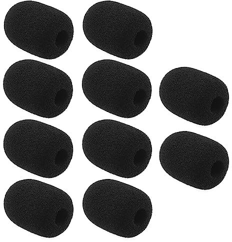 SG Store 10pcs Fundas de Espuma para Micrófono Gorras de Micrófono Accesorios Cubierta de Micro de Espuma de Tamaño Mini para Reunión en Línea Cantando Mantenimiento, Negro