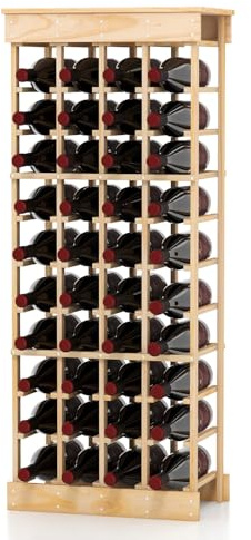 COSTWAY 40 Bottles Wine Rack, 10-Tier Freestanding Wine Bottle Holder with Spacious Tabletop, Wooden Wine Display Storage Shelves Stand for Home Kitchen Bar Pantry Cellar