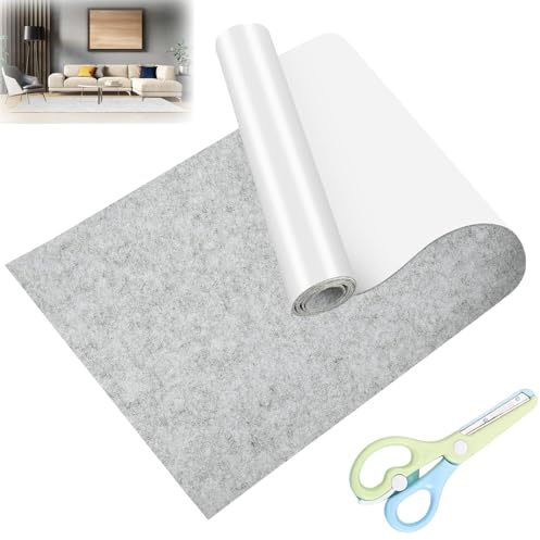 Molbory Filzgleiter Selbstklebend 40x200cm, 2 mm Dick Filz Selbstklebend, Mehrzweckklebstoff Filzstoff mit Schere für stühle und Möbelfüße, Schneiden Sie Jede Form, Grau Möbelgleiter