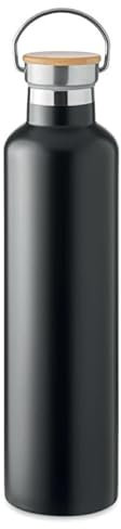  Isolierflasche Outdoor 1000ml Doppelwandige Edelstahl Trinkflasche schwarz 1,00l mit Vakuumisolierung plastikfreie Thermosflasche