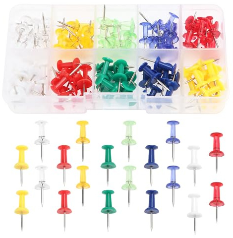 YIXISI 100 Pièces Cartes Punaises, Push Pins tête en Plastique, Punaises Décoratif, Multicolore, pour Carte, Marquage, la Famille, Tableau D'affichage en Liège, 10 Couleurs