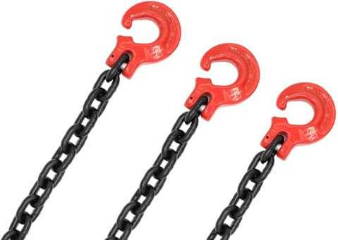 3 x Forstkette mit Forsthaken + Durchstecknadel, Rückekette 8mm 4000kg Güteklasse 8 Rundstahlkette Würgeketten Schleifketten (3 Stück, 2,5 Meter)