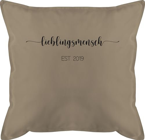 Kissen 50x50 - Freund - Lieblingsmensch est Jahreszahl I Freundschaft Geschenk Pärchen Geschenkidee Paare I BFF Geschenke Freundinnen - 50 x 50 cm - Beige Natur - Bester Kumpel männlich