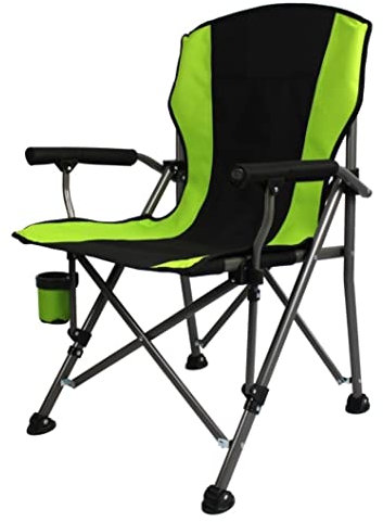 DRMEE Klappstuhl Angelstuhl Klappbarer Angelstuhl Mit Hoher Rückenlehne Für Den Außenbereich. Klappbarer Quad-Armhocker Mit Getränkehalter Und Lenkbarem Fußpolster Camping Stuhl (Color : Grün)