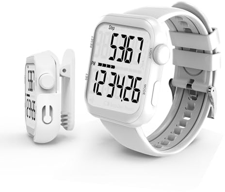 Pedometer Watch, Multi-Function Pedometer for Walking Steps and Miles, 3D Super Accurate Step Counter, Track Steps for Men Women Seniors, White