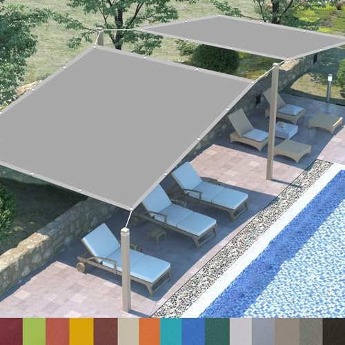 Vela Ombreggiante, 4 x 6 m Protezione UV 95%,Antivento,Rettangolare, Tenda da Sole Balcone,Tendone Tende, con Occhielli, per Esterno Giardino Terrazzo, Grigio Chiaro