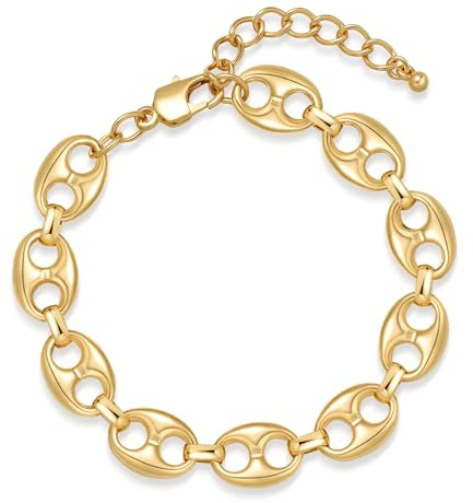 FILMOON 14K Gold Bracelets for Women Cuban Chain Bracelets Adjustable Chain Bracelet Jewelry