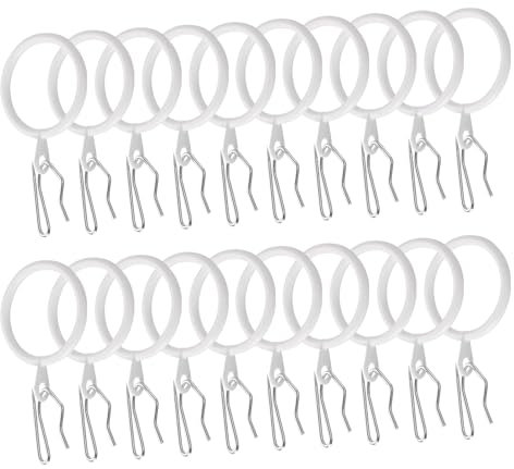 QUARKZMAN 40pz 1,2- Pollici Diametro Interno Anelli per Ganci Tende in Metallo Bianco Ring per Tende Scorrevoli Occhielli Tendaggi con Ganci Tende Gancio Tendaggi