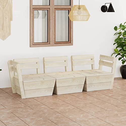 ShCuShan Garten-Palettensofa 3-Sitzer Imprägniertes Fichtenholz Palettensofa PalettenmöBel LoungemöBel Outdoor Sofa