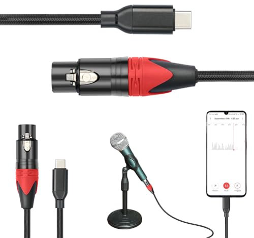 LYEAA USB C to XLR Female Microphone Cable - Audio Link Converter Cord for Phone computer