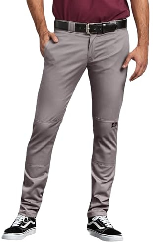 Dickies Herren-Arbeitshose, Enge Passform, Doppelknie, Silber, 36W / 32L
