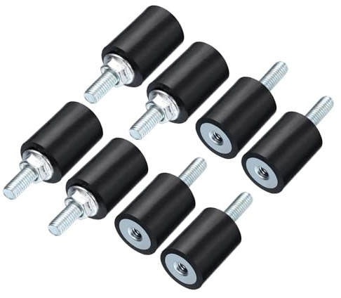 QUARKZMAN 8 Stück Gummipuffer M5x15mm mit Gewindebolzen 15x20mm | Gummidämpfer Gummifüße Anschlagpuffer Schwingungsdämpfer Klimaanlage, Männlich Weiblich, Mit 8 Stück M5 Sicherungsmuttern