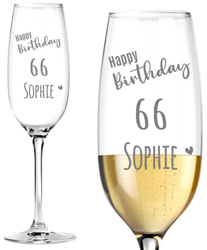Personalisiertes Sektglas mit Gravur, Name und Alter des Geburtstagskindes, Füllmenge 200ml, Größe 21,5cm – Elegantes Glas für besondere Anlässe und Feierlichkeiten