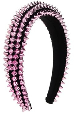 Fascia per capelli con rivetti colorati, in spugna, stile hip hop, per donne e ragazze, colore viola chiaro