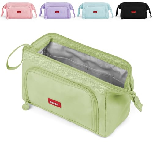 Mamowla Großes Federmäppchen für Mädchen, Super großes Federmäppchen für Frauen Reißverschluss, geschmeidiges Stifte-Etui, Stiftehalter, Schreibwaren-Organizer, strapazierfähig, Jungen, Glasgrün