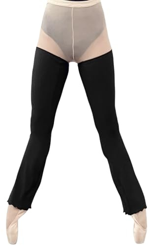 Tacherlia Ballet Flared Leg Warmers 1 Pair 29.5 Inches Over The Knee Elastic At Top For Women,Black,Medium