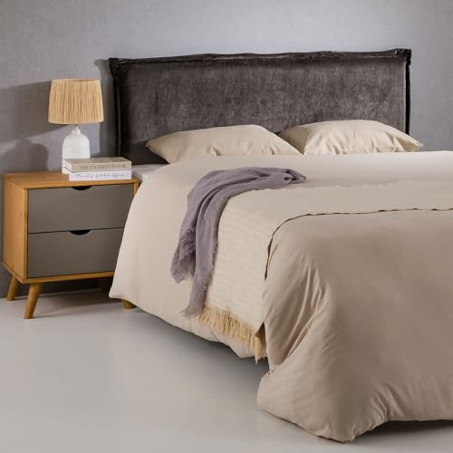 IDIMEX Kopfteil OVIO mit Holzbeinen 160 cm in Grau – Gepolstertes Bettkopfteil aus hochwertigem Chenille Stoff, für Doppelbetten in eleganter Optik, Headboard