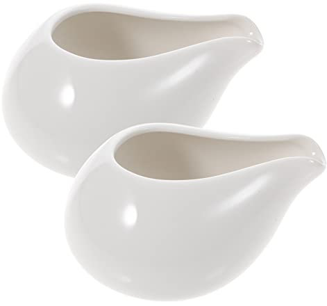 Cabilock Salsera De Cerámica Blanca Sin Mango 240 Ml, Apta Para Servir Salsa y Aderezos, Diseño Occidental, Adecuado Para Hogar y Restaurante, Juego De 2 Piezas