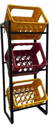 SCHULTE Regalwelt Getränkekistenregal mit 3 Ebenen, ca. 57x115x32 cm (LxHxB), 120 Kg Feldlast, schwarz