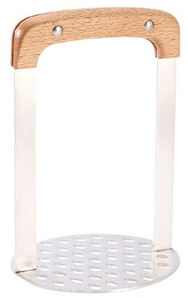 Schiacciapatate, schiacciapatate integrato, design con manico in legno, impugnatura comoda, schiacciapatate, ideale per patate, , fagioli, carne, verdure, 11 x 11 x 16 cm