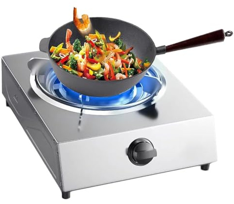 5,2kw Stufa A Gas, Fornello A Gas Portatile Per Interni, Piano Cottura A Gas Con Bruciatore Singolo, Timer Ad Alta Potenza A Nove Cavità, Con Protezione Antispegnimento, Per Cucina Domestica(LPG)