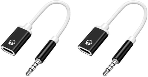 2Pcs Headphone Jack Adapter,3.5mm Male to TypeC Female Audio Cable Cord,Aux Adapter,USB C to Aux Audio,Usb To Aux Adapter,Compatible with MP3 Players,Laptops, Smartphone,Headphone Adapters (Black)