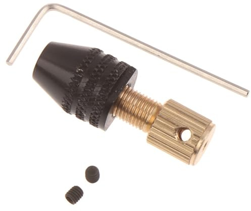 Portabrocas pequeño para eje de motor eléctrico con adaptador de cambio rápido para brocas, rango de sujeción de 0, 3, 3, 2 mm y múltiples tamaños de orificios de conexión: 2, 3 mm, 3, 17 mm, 5 mm (5