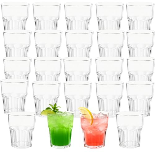 WeeGoo 24 Pcs Acrylic Plastic Tumblers, Clear Drinking Glasses, 240 ml