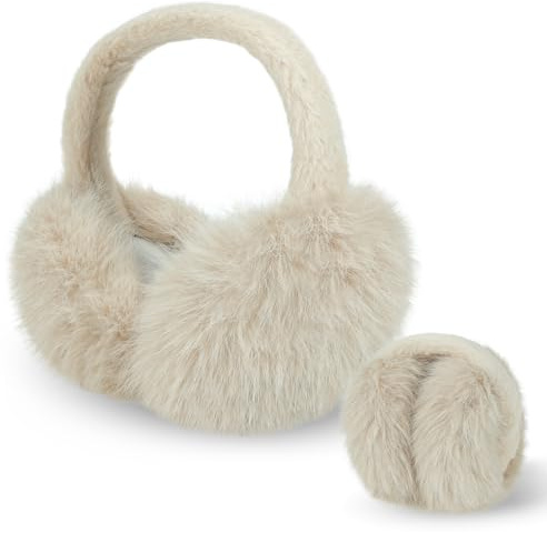 BTHRORO Cache-oreilles pliables en fausse fourrure douce pour femmes, adolescentes, filles, accessoires d'hiver pour ski, randonnée, course à pied, activités de plein air par temps froid