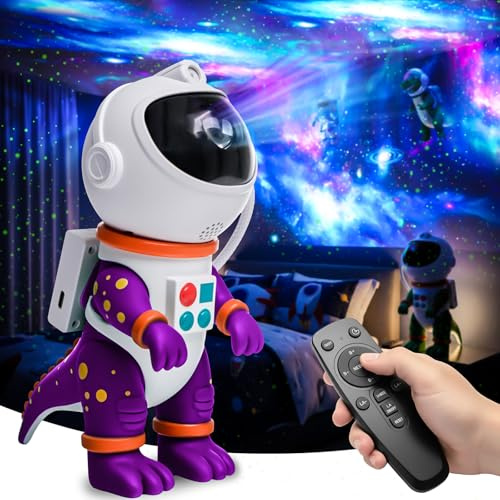 ZONSUSE Projecteur Ciel Etoile Dinosaure Astronaute, Veilleuse Galaxy avec 8 Modes, Rotation 360°, Télécommande & Minuteur, Lampe Ambiance Chambre pour Enfants, Adultes, Fêtes & Cadeaux (Violet)