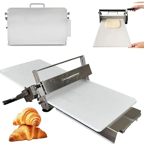 WEIMILOR Rodillo eléctrico con Grosor de Masa Ajustable, Rodillo Plegable con Tabla de amasar, Rodillo Manual para Pizza, Croissants, Pasteles y Fondant, Dispositivo de sobremesa Type400