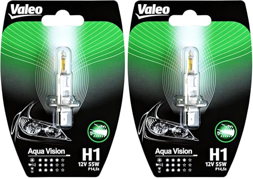 Valeo H1 Autolampe 12V 55W Aqua Vision Anschluss P14.5s (Packung mit 2)