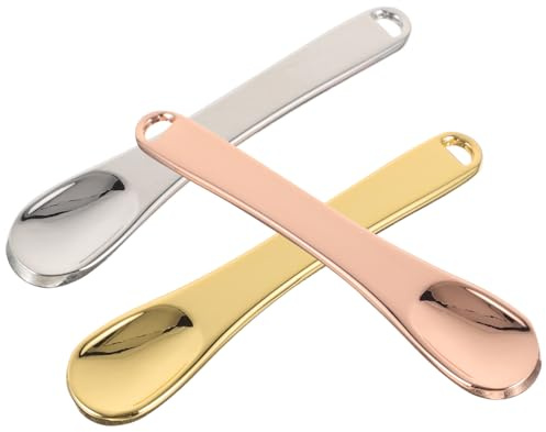 TOYANDONA 3 Espátulas Metálicas para Crema Facial, Espátulas Pequeñas para Maquillaje en Colores Dorado, Plateado y Rosa, Aplicadores Cosméticos para Cuidado Piel y Uso Diario