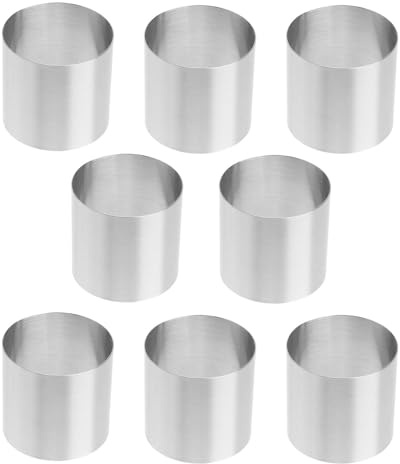 TOVINANNA Molde y Diseño Delicado 8 Piezas Redondo de Acero Inoxidable para Postres Mini Pasteles Bordes Lisos para Repostería y Hornear