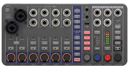 Controladores de DJ, Mezclador/grabador digital, alimentado por batería, 32 bits flotantes, 10 canales, 2 entradas combinadas + 4 estéreo, MIDI, efectos