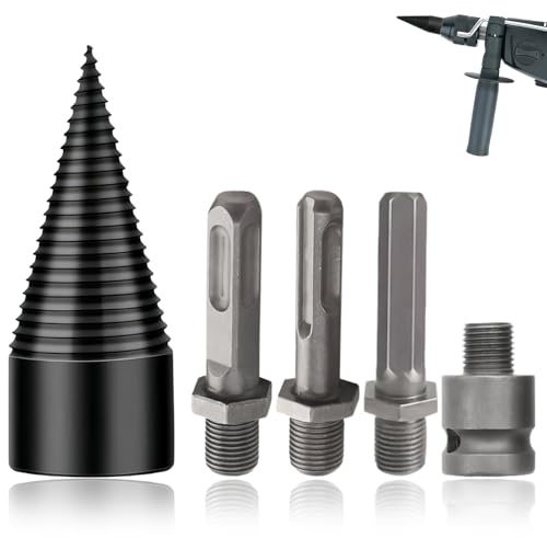 5 Pieces Wood Drill Bit Sets, with 3 Types of Connecting Rods 50mm Drill Bits Sets Mixed, Spiral Threads Drills Set Drills Used for Processing Wood Combination Structure is Easy to Disassemble