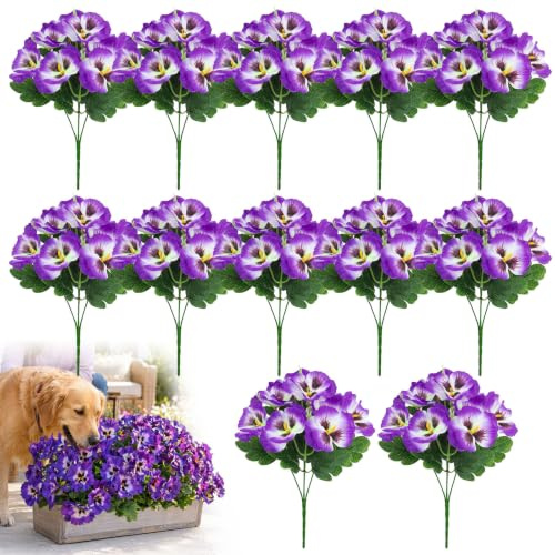 Ramos de Flores de Pensamiento Artificiales Moradas 34cm Set de 12 Unidades