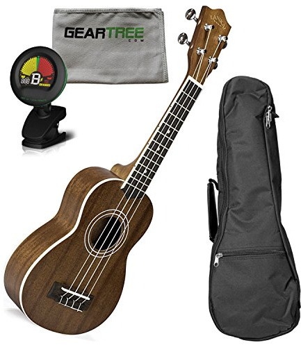 Lanikai MA-S Mahagoni Sopran Ukulele mit Tasche, Tuch und Stimmgerät