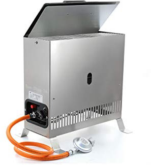 2 kW Edelstahl Gewächshausheizung/Frostwächter mit Gasschlauch, Druckminderer (Gasheizung, Heizung, Standheizung, Gewächshaus, Gartenhaus, Campingheizung)