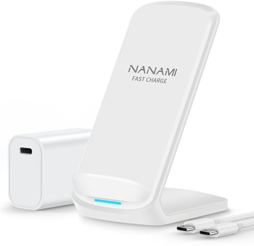 NANAMI Fast Wireless Charger mit 20W PD Netzteil, 15W Induktive Ladestation | Für iPhone 17/16/15/14/13/12/11 Serie & Samsung Galaxy S26/S25/S24/S23, schnelles kabelloses Laden bis 15W, Schlaffreundlich