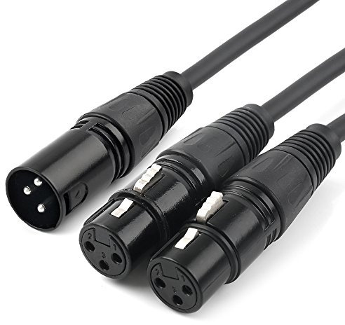 tisino Cavo sdoppiatore a Y XLR, da doppio XLR femmina a XLR maschio, combinatore, cavo adattatore bilanciato per microfono (2 femmina a 1 maschio) - 3 m